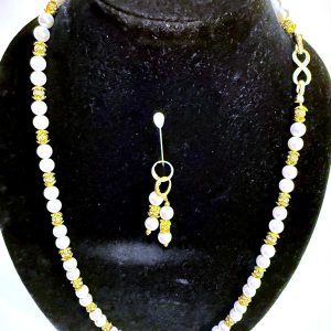Freshwater Ochre Pearl Necklace Set | Handmade Pearl Jewelry